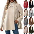 thumbnail image 1 of Women Solid Color Button Front Long Sleeve Wool Blend Coat, Casual Loose Fit Lapel Outerwear, Fashion Mid Length Overcoat for Daily Outdoor Wear Khaki XL(XL), 1 of 9