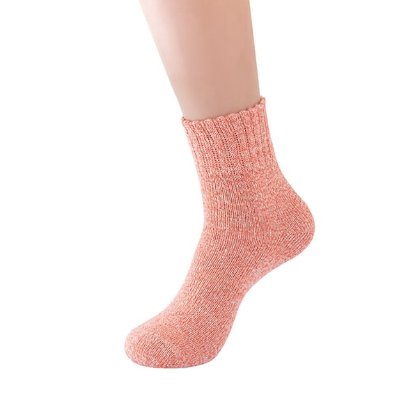 Women Solid Color Cable Knit Athletic Style Socks Mixed Thick Winter Warm Wool Mid Tube Footwear Comfort Pink
