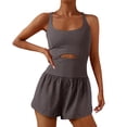 thumbnail image 1 of Women Solid Color Cami Playsuits Sleeveless Sports Short Jumpsuits Summer, 1 of 5