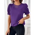 thumbnail image 1 of Women Solid Color Crew Neck Shirt Top Shirt Sleeve T Shirt Fashion Casual Tops, 1 of 2