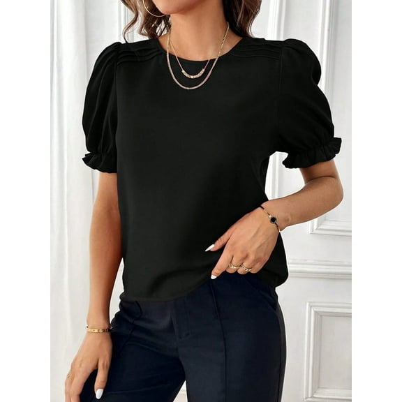 Women Solid Color Crew Neck Shirt Top Shirt Sleeve T Shirt Fashion Casual Tops