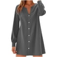 thumbnail image 1 of Women Solid Color Dresses Fall Casual Long Sleeve Button Down Shirt Dresses 2025 Beach Cover Up with Pockets, 1 of 5