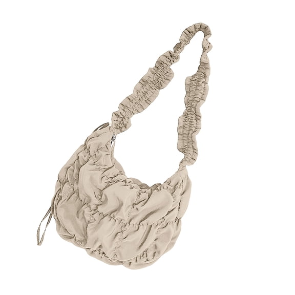 Women Solid Color Dumplings Bag Large Capacity Crossbody Bag Commuting Bag Casual Shoulder Bag Pleated Messengers Bag