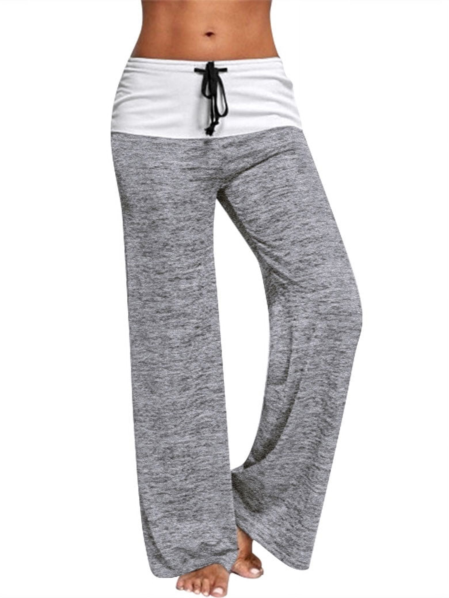 Women Solid Color Elastic High Waist Wide Leg Yoga Pants - Walmart.com