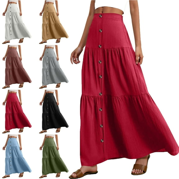 Women Solid Color Fashion Casual Elastic Waist Tie Pocket Ankle Skirt
