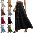 thumbnail image 1 of Women Solid Color Fashion Casual Elastic Waist Tie Pocket Ankle Skirt, 1 of 9