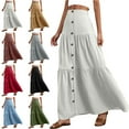 thumbnail image 1 of Women Solid Color Fashion Casual Elastic Waist Tie Pocket Ankle Skirt, 1 of 9
