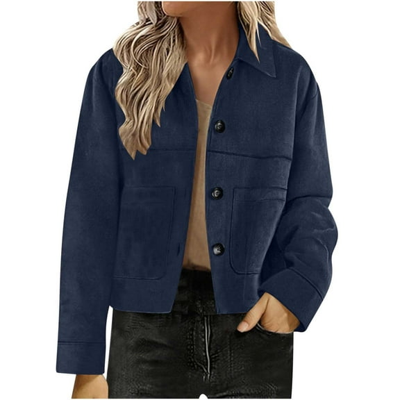 Women Solid Color Fashion Jacket Leather Coat Deerskin Velvet Temperament Neck Short Coat Fall Clothes Winter Clothing