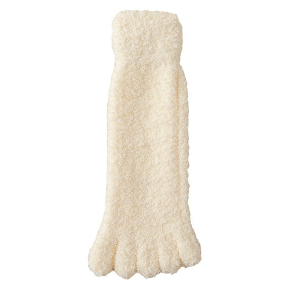 Women Solid Color Fuzzy Plush Toe Socks Winter Warm Soft Coral Fleece Five Finger Home Sleep Socks Thermal Slipper Socks