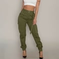 thumbnail image 1 of Women Solid-Color High Waist Cargo Pants with Pockets Slacks with Tight Bottoms, 1 of 8
