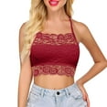 thumbnail image 1 of Women Solid Color Lace Crop Top Lace Adjustable Shoulder Strap, 1 of 4