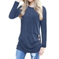 thumbnail image 1 of Women Solid Color Long Sleeve Button Decor Tops, 1 of 3
