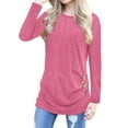 thumbnail image 1 of Women Solid Color Long Sleeve Button Decor Tops, 1 of 3