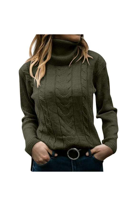 Women Solid Color Long Sleeve Cowl Neck Pullover Sweater