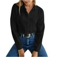 thumbnail image 1 of Women Solid Color Long Sleeve Lapel Shirt Hidden Buttons Blouse Formal Casual Office Wear Button Down Top Womens Clothing, 1 of 5