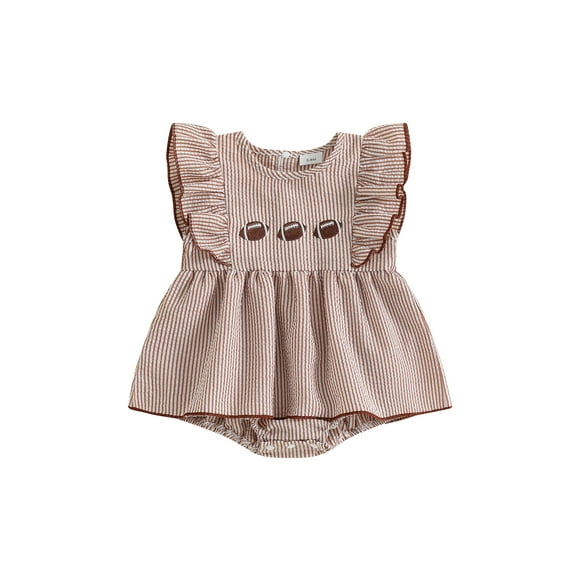 BemeyourBBs Baby Girl Striped Romper Dress Cute Sleeveless Ruffled Jumpsuits
