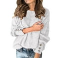 thumbnail image 1 of Women Solid Color Long Sleeve Scoop Neck Pullover Sweater, 1 of 8