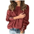 thumbnail image 1 of Women Solid Color Long Sleeve Scoop Neck Pullover Sweater, 1 of 4