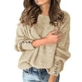 thumbnail image 1 of Women Solid Color Long Sleeve Scoop Neck Pullover Sweater, 1 of 8
