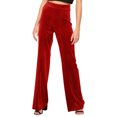 thumbnail image 1 of Women Solid Color Mid Waist Cotton Pants - Loose Straight, Pockets, Golden Velvet, Casual Trousers, 1 of 6