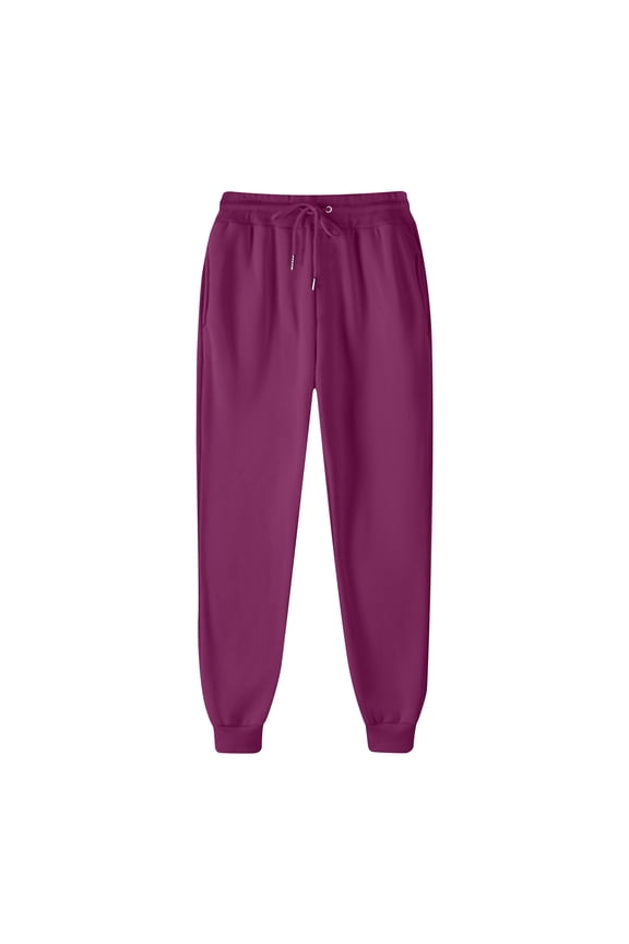Women Solid Color Pants Adjustable Drawstring Joggers Sweatpants Basic Plus Size Trousers (3X-Large, Hot Pink)