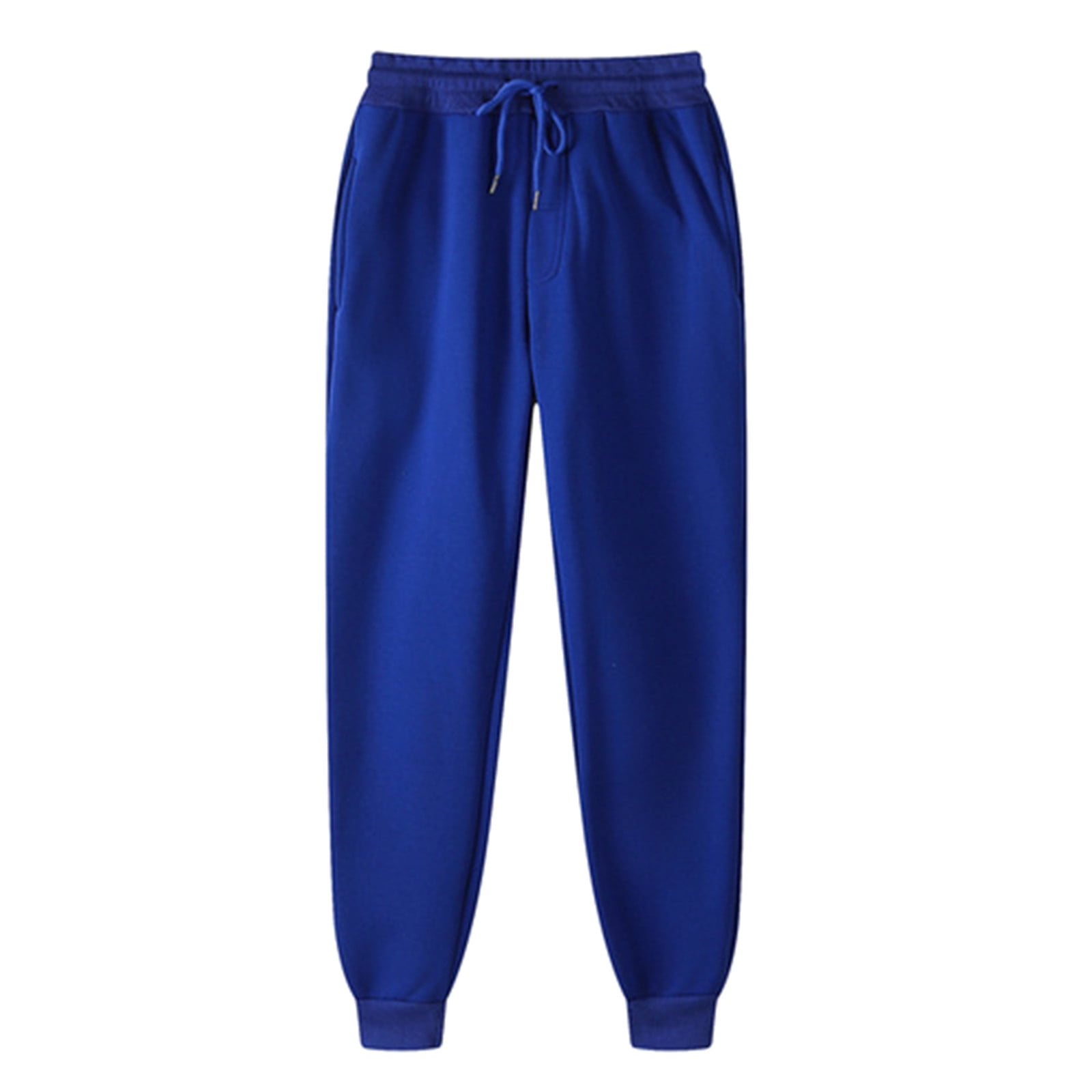 Women Solid Color Pants Adjustable Drawstring Joggers Sweatpants Basic Plus Size Trousers XX Large Blue