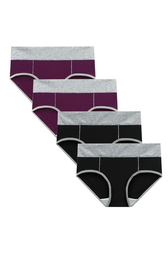 Women Solid Color Patchwork Briefs Panties Underwear Knickers Bikini Underpants