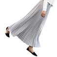 thumbnail image 1 of Women Solid Color Pleated Elegant Midi Elastic Waist Maxi Skirt Vacation Holiday Female Dailywear, 1 of 7
