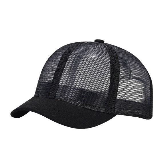 Women Solid Color Quick Dry Thin Breathable Full Mesh Mesh Cap Peaked Cap Sun Hat Baseball Cap BLACK