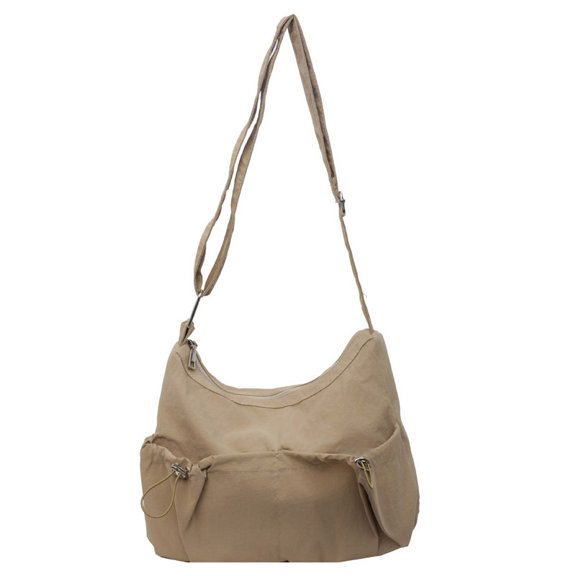 Women Solid Color Ruched Shoulder Bag Large Capacity Japanese Style Student Casual Crossbody Bag Large Capacity Messenger Bag