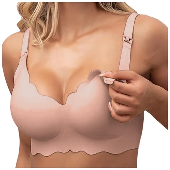 Women Solid Color No Size Breastfeeding Bra Thin Push Up No Underwire No Nursing Bra Back Closure Sports Bras for Women Sports Bra Running Sports Bras with Padding Comfort Bras for Women Women Sports