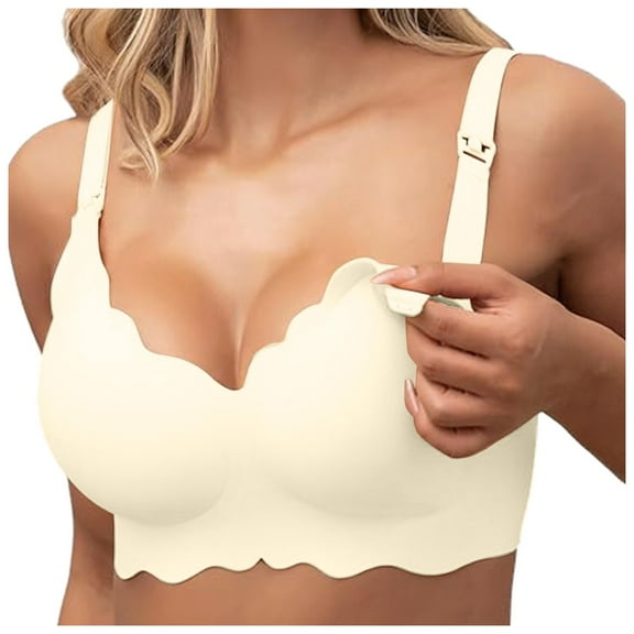 Women Solid Color No Size Breastfeeding Bra Thin Push Up No Underwire No Nursing Bra Back Closure Sports Bras for Women Sports Bra Running Sports Bras with Padding Comfort Bras for Women Women Sports