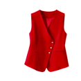 thumbnail image 1 of Women Solid Color Sleeveless Vest, Lightweight Layering Piece V Neck Asymmetrical Button Outerwear, 1 of 4