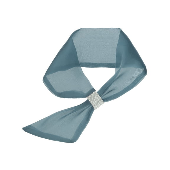 INSPIRE CHIC Women's Sparkly Metallic Scarf, Lightweight Bling Shiny Long Rhinestone Buckle Neck Scarves 67x10cm Blue