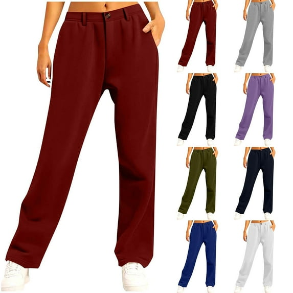 Women Solid Color Sweatpants Elastic Drawstring Waist Casual Sweatpant Comfy Fall Winter Joggers Pants with Pockets