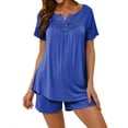 thumbnail image 1 of Hibeli Womens Summer Pajama Sets 2 Piece Cozy Short Sleeve Lounge Soft Sleepwear Set, 1 of 6