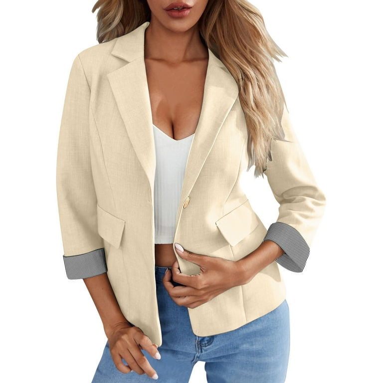 Women Solid Color V Neck Shoulder Pads Suit Collar Side Pockets