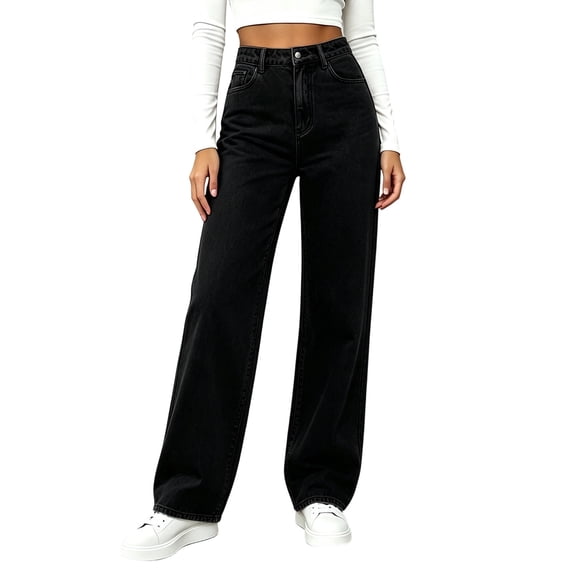 Women's High Waisted Wide Leg Jeans Loose Fit Baggy Denim Pants Casual Straight Leg Trousers with Pockets for Daily Workwear Streetwear