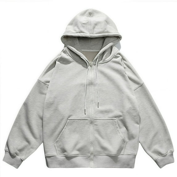 Women Solid Colour hoodie Men Oversized Zip Up Sweatshirts Long Sleeve Hooded Jackets