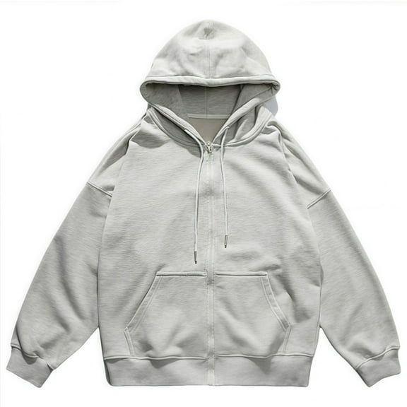 Women Solid Colour hoodie Men Oversized Zip Up Sweatshirts Long Sleeve Hooded Jackets