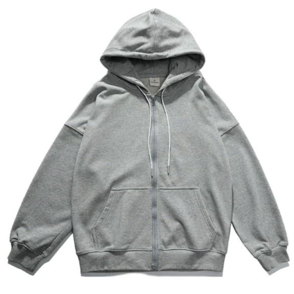 Women Solid Colour hoodie Men Oversized Zip Up Sweatshirts Long Sleeve Hooded Jackets