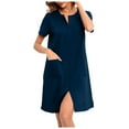 thumbnail image 1 of Women Solid Comfortable Casual Skirt Loose Pajamas Short Sleeve Nightgown, 1 of 6