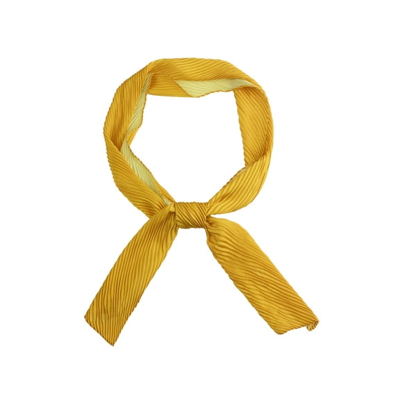 INSPIRE CHIC Women Pleated Long Scarves, Solid Gradient Contrast Color Ribbon Hair Band Neck Scarves Gold 49.2"x4.3"(LxW)