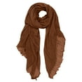 thumbnail image 1 of Women Solid Cotton Blend Crinkle Vintage Soft Scarf with Fringed Edges,linen scarf,shawl,travel, 1 of 4