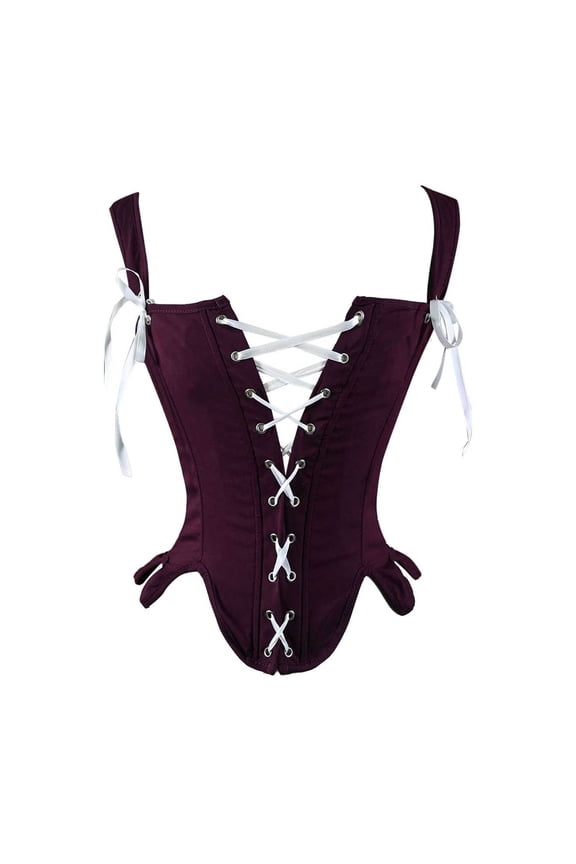 Women Solid Fashiona Lace Up Fishbone Corset With A Waist And Sexy Top,Color:Purple