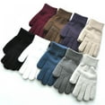 thumbnail image 1 of Women Solid Knitted Gloves Woolen Warm Winter Full Finger Gloves, 1 of 5