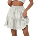 thumbnail image 1 of Women Solid Lace Up Skirt High Waist Skirt Pleated Ruffle Fold Skirt, 1 of 4