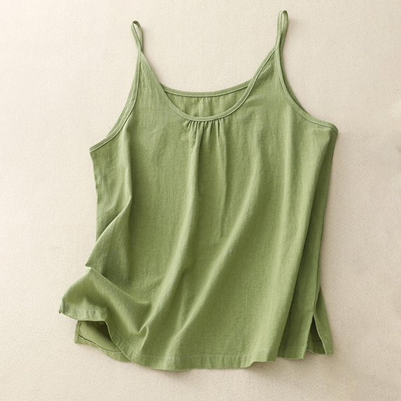 Camisole Tank Top for Women Linen Cotton Undershirt Casual Sleeveless Spaghetti Strap Basic Camisoles