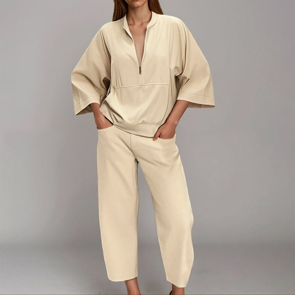 Women Solid Long Sleeve Pocket Shirt Pants Set Lare Sleeve Top Set Wide Leg Pants Two Piece Set Winter Outfits Women plus Size Pant Suits for Women Dressy Party Homecoming Suits for Women Casual