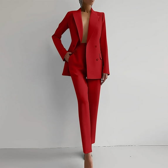 Women Solid Long Sleeved Suit Pockets Trousers Pants Suit Elegant Suit Women Jumpsuit Dressy Stretch Pants Suit Womens Soccer Outfit Ladies Ski Apparel Bridal Jumpsuits for Women Pant Suits for Women